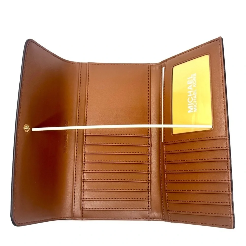 Michael Kors Large Jet Set Travel Trifold Wallet Brown Signature